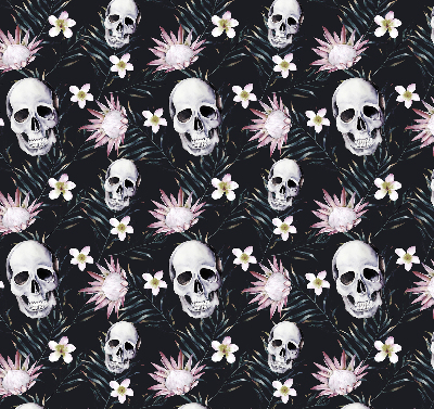 Fabric roller blind Skulls among flowers