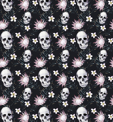 Fabric roller blind Skulls among flowers