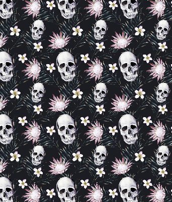 Fabric roller blind Skulls among flowers