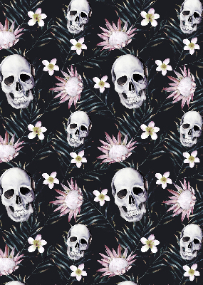 Fabric roller blind Skulls among flowers