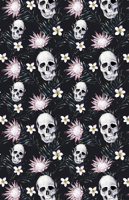Fabric roller blind Skulls among flowers