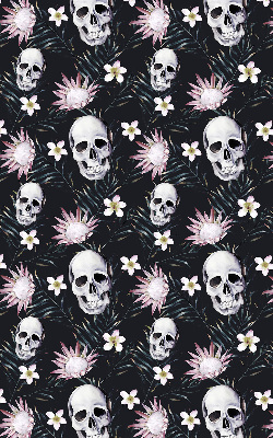 Fabric roller blind Skulls among flowers