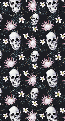 Fabric roller blind Skulls among flowers