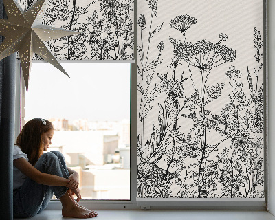 Fabric roller blind Gray flowers