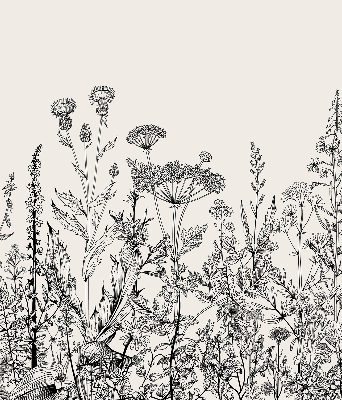 Fabric roller blind Gray flowers