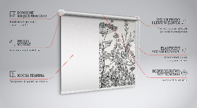 Fabric roller blind Gray flowers