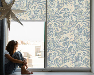 Roller blind for large window Water waves