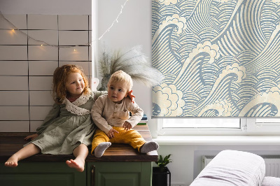 Roller blind for large window Water waves