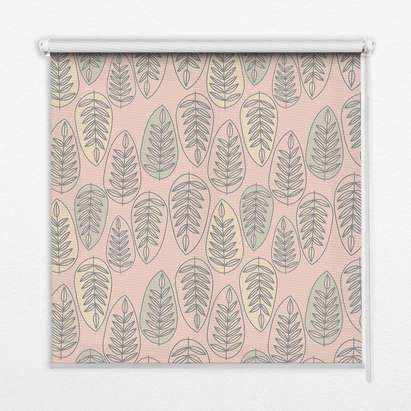 Modern roller blind with colorful leaves print