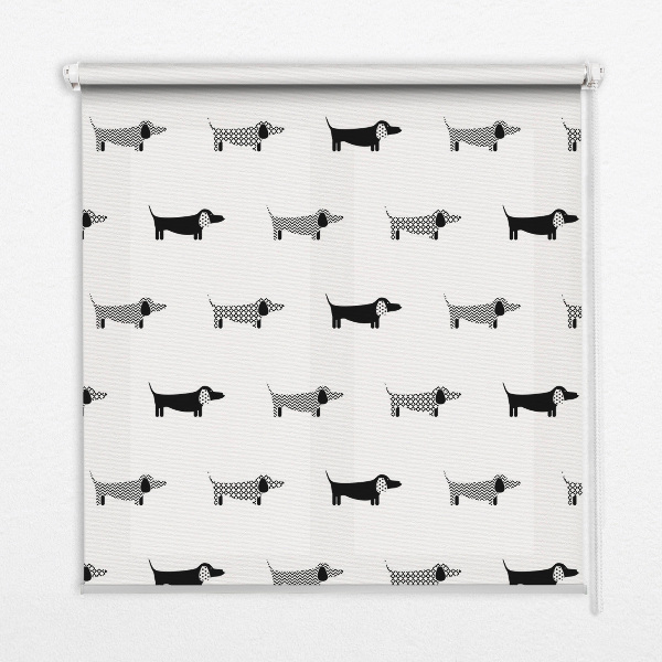 Roller blind for large window Drawn dogs