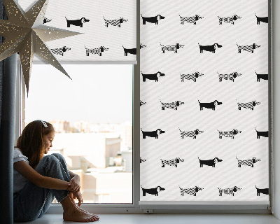 Roller blind for large window Drawn dogs