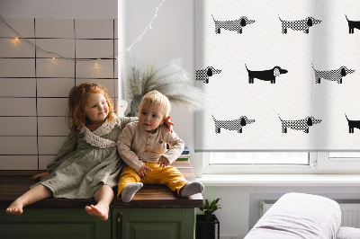 Roller blind for large window Drawn dogs