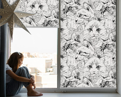 Roller blind for large window Drawn cats
