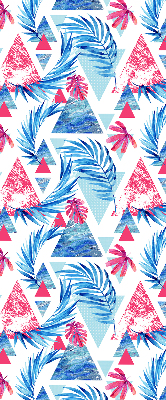 Roller blind for large window Blue leaves and triangles
