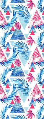 Roller blind for large window Blue leaves and triangles