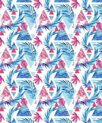 Roller blind for large window Blue leaves and triangles