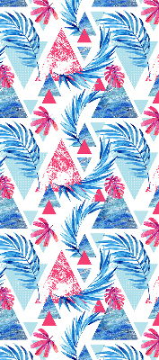 Roller blind for large window Blue leaves and triangles