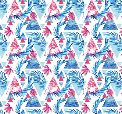 Roller blind for large window Blue leaves and triangles