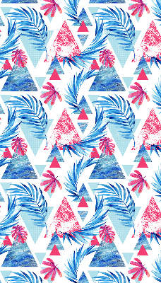 Roller blind for large window Blue leaves and triangles