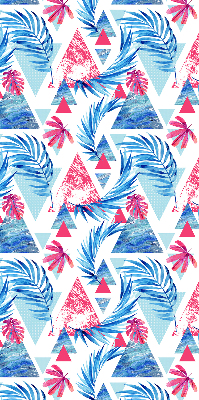 Roller blind for large window Blue leaves and triangles