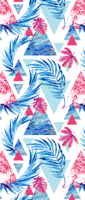 Roller blind for large window Blue leaves and triangles