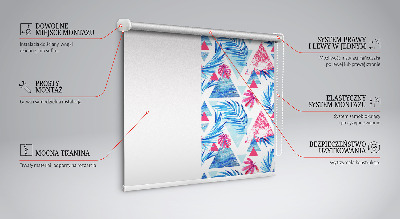 Roller blind for large window Blue leaves and triangles