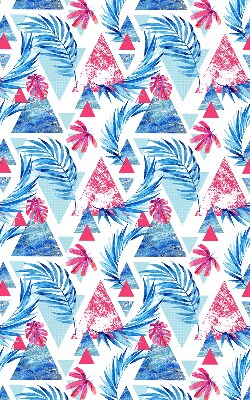 Roller blind for large window Blue leaves and triangles