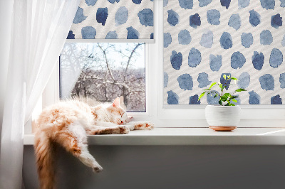 Fabric roller blind Blue painted spots