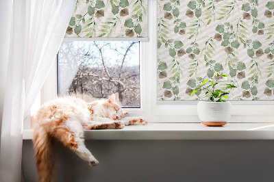 Roller blind for large window Green leaves