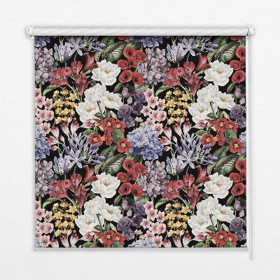 Roller blind for large window Colorful flowers