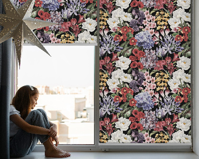 Roller blind for large window Colorful flowers