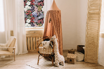 Roller blind for large window Colorful flowers