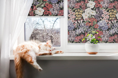 Roller blind for large window Colorful flowers