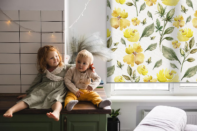 Fabric roller blind Yellow flowers