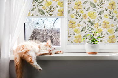 Fabric roller blind Yellow flowers