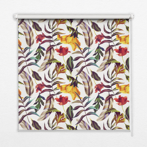 Roller blind for large window Colorful flowers