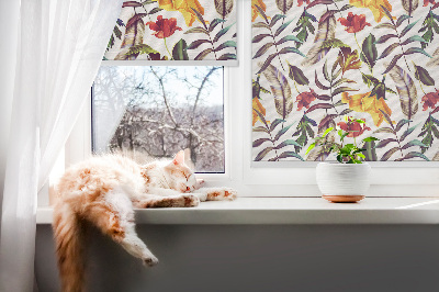 Roller blind for large window Colorful flowers