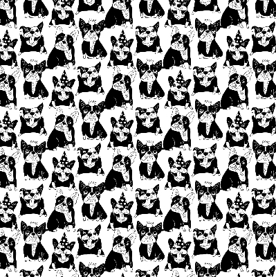 Modern roller blind Drawn dogs