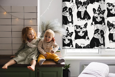 Modern roller blind Drawn dogs