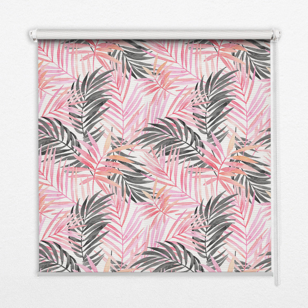 Roller blind for large window Pink and black leaves