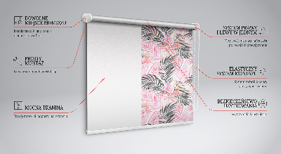 Roller blind for large window Pink and black leaves