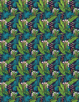 Fabric roller blind Exotic plants