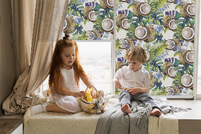 Modern roller blind Coconuts and their leaves