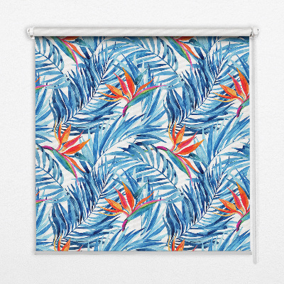 Roller blind for large window Blue leaves