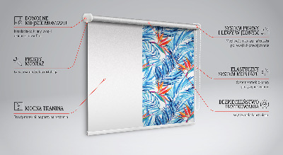Roller blind for large window Blue leaves