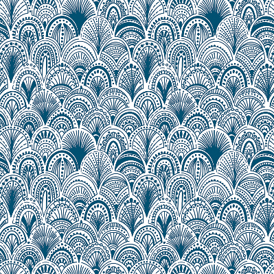 Fabric roller blind Blue pattern