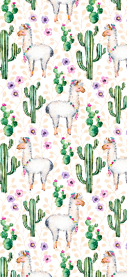 Modern roller blind Llamas and cacti