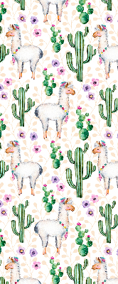 Modern roller blind Llamas and cacti