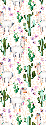 Modern roller blind Llamas and cacti
