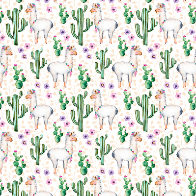 Modern roller blind Llamas and cacti